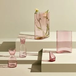 NUDE Carafes Mr. & Mrs. Night Water Set Short Dusty Rose