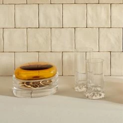 NUDE Club Set Of 4 High Ball Glasses Medium With Ripple Effect