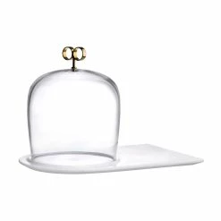 NUDE Tableware Cupola Cake Dome High With Brass Handle And Marble Base
