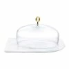 NUDE Cupola Cake Dome Large With Brass Handle And Marble Base
