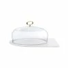 NUDE Cupola Cake Dome Medium With Brass Handle And Marble Base