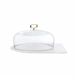 NUDE Cupola Cake Dome Medium With Brass Handle And Marble Base